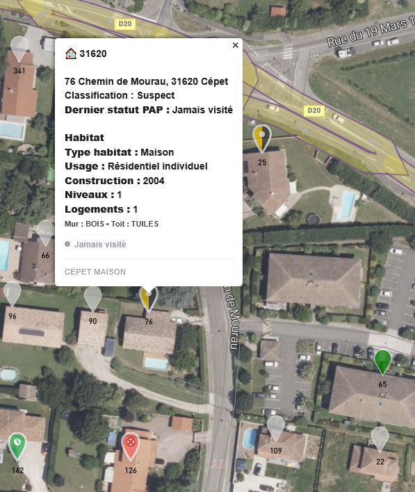 Tableau de bord E-OPS avec cartographie de prospection terrain