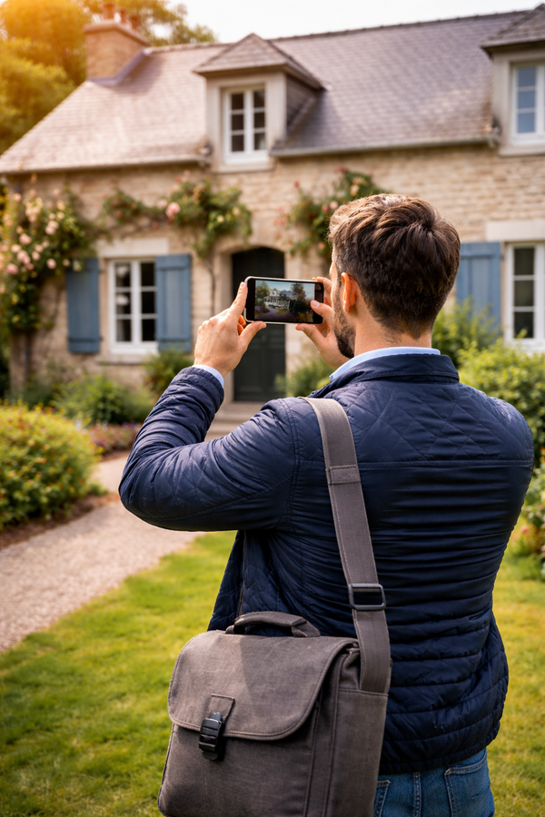 Commercial terrain prenant une photo d'une maison