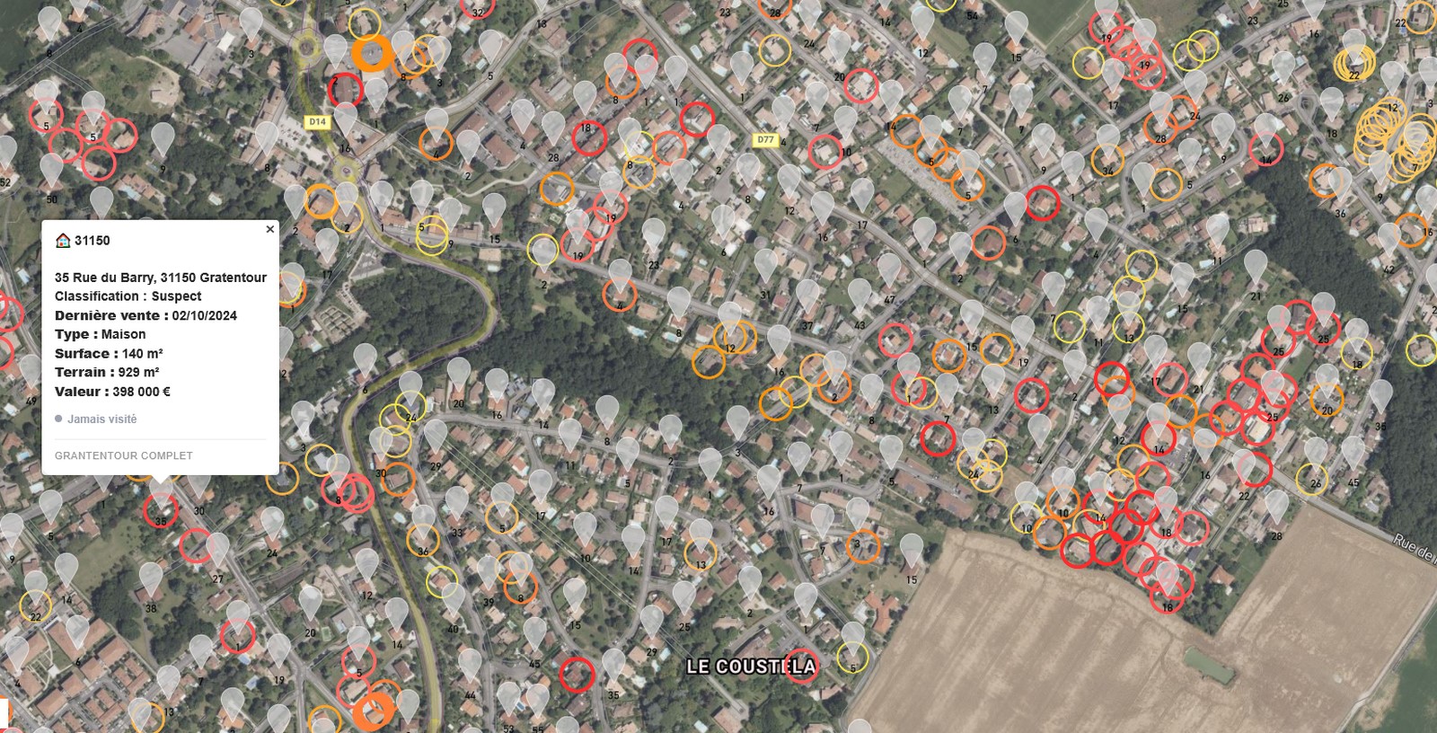 Exemple DVF sur la carte E-OPS